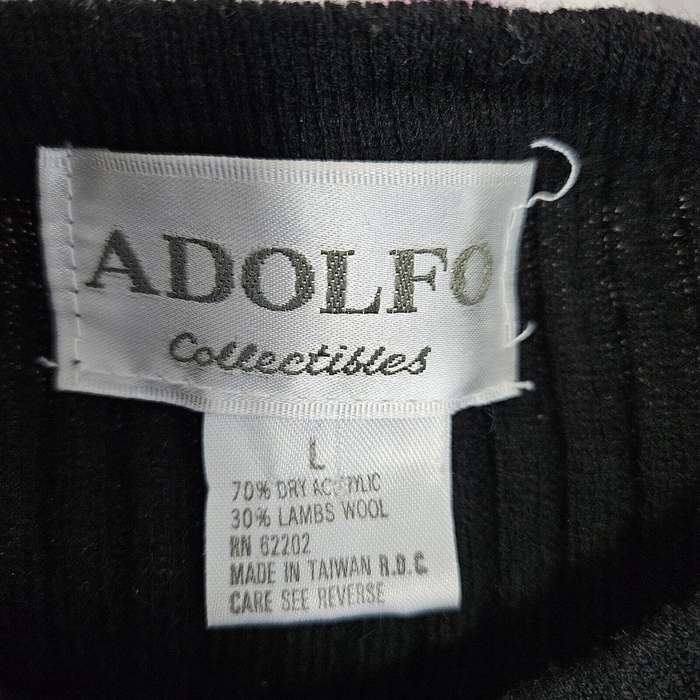 Adolfo Black Red Gray Houndstooth Sweater Sz L Classic Academia Professional - Picture 7 of 9